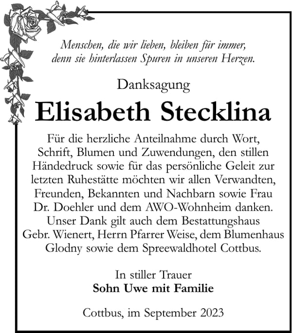 Danksagung Elisabeth Stecklina
