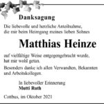 Danksagung Matthias Heinze