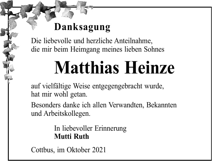 Danksagung Matthias Heinze