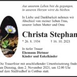 Traueranzeige Christa Stephan