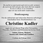 Danksagung Christine Kadler