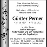 Traueranzeige Günter Perner