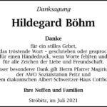 Danksagung Hildegard Böhm