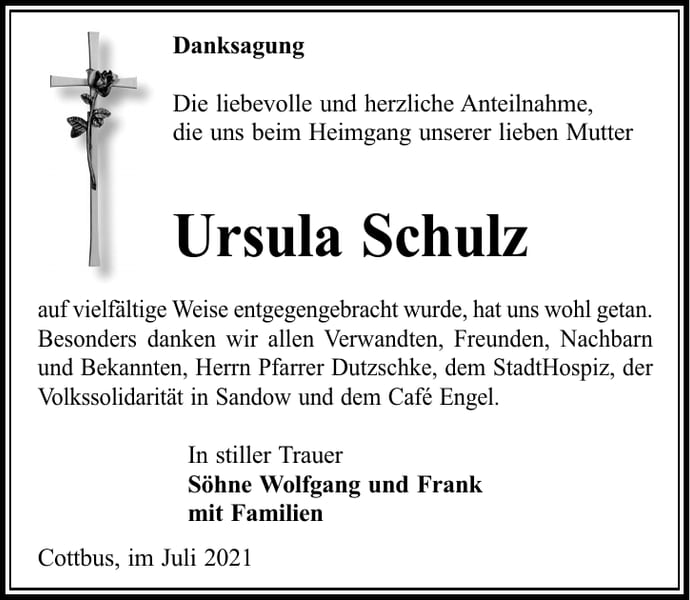 Danksagung Ursula Schulz