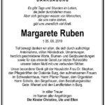 Traueranzeige Margarete Ruben