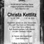 Danksagung Christa Kettlitz