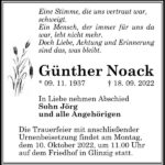 Traueranzeige Günther Noack