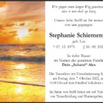 Traueranzeige Stephanie Schiemenz, geb. Lax