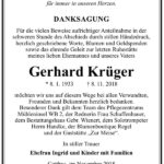Danksagung Gerhard Krüger