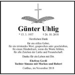 Traueranzeige Günter Uhlig