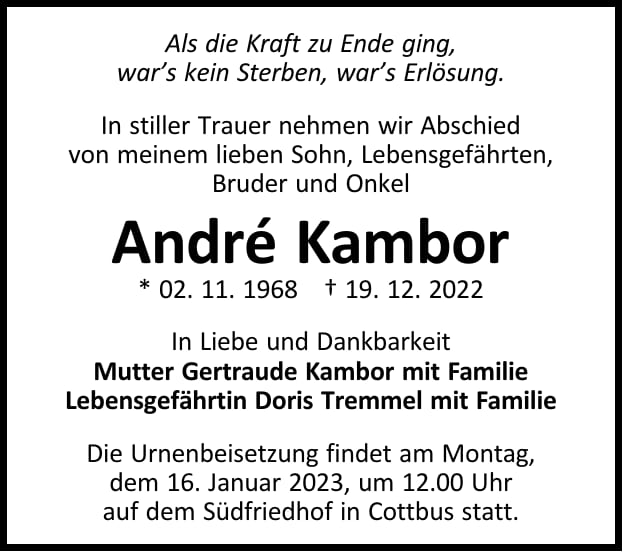 Traueranzeige André Kambor