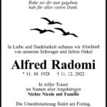 Traueranzeige Alfred Radomi