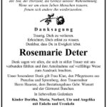 Danksagung Rosemarie Deter