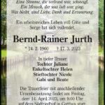 Traueranzeige Bernd-Rainer Jurth
