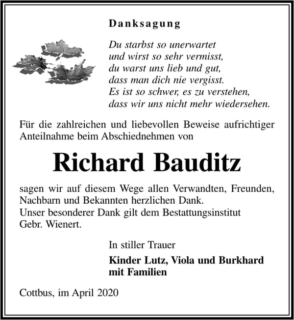 Danksagung Richard Bauditz