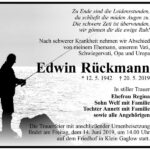 Traueranzeige Edwin Rückmann