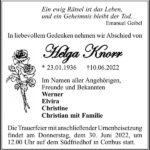 Traueranzeige Helga Knorr