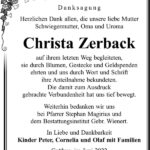 Danksagung Christa Zerback