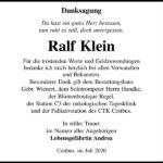 Danksagung Ralf Klein