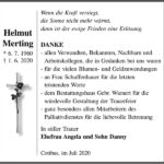Danksagung Helmut Merting