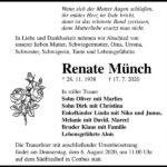 Traueranzeige Renate Münch