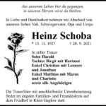 Traueranzeige Heinz Schoba