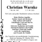 Traueranzeige Christian Warnke