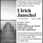 Traueranzeige Ulrich Janschel