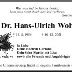 Traueranzeige Dr. Hans-Ulrich Wolf