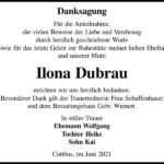 Danksagung Ilona Dubrau