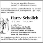 Traueranzeige Harry Scholich