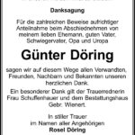Danksagung Günter Döring