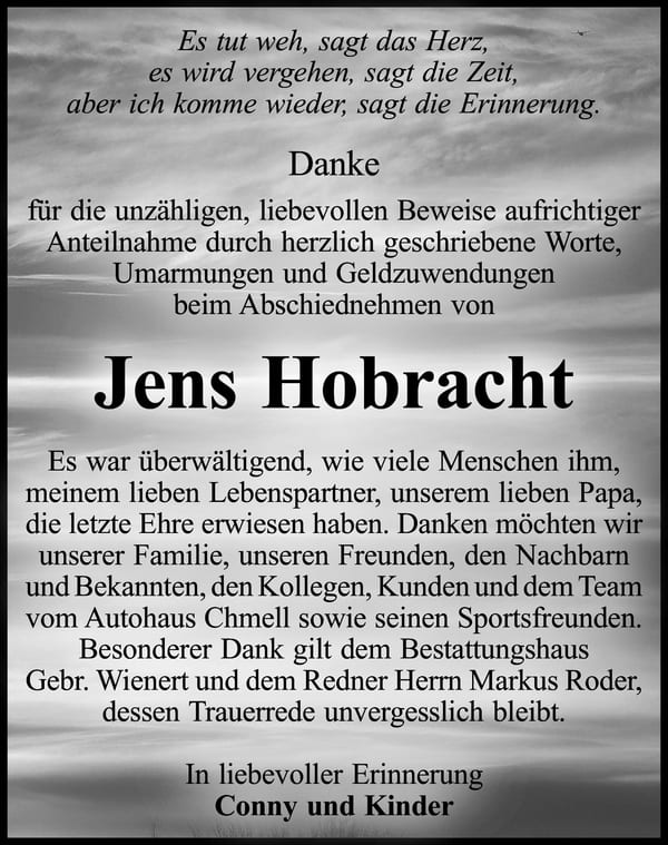 Danksagung Jens Hobracht