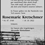 Traueranzeige Rosemarie Kretschmer