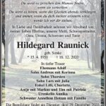 Traueranzeige Hildegard Raunick, geb. Sonke