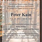Traueranzeige Peter Kain
