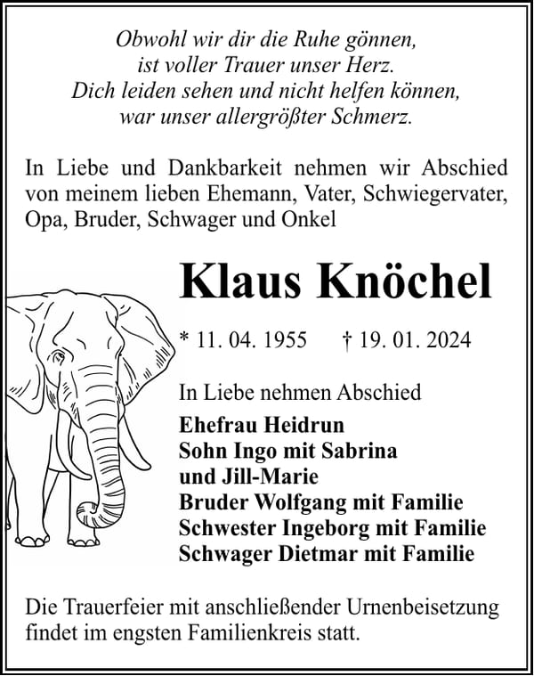 Traueranzeige Klaus Knöchel
