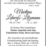 Traueranzeige Martina Lehweß-Litzmann