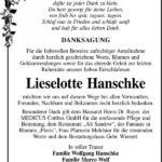 Danksagung Lieselotte Hanschke