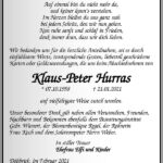 Danksagung Klaus-Peter Hurras