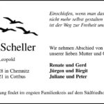 Traueranzeige Emmy Scheller, geb. Leopold