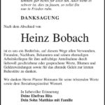 Danksagung Heinz Bobach