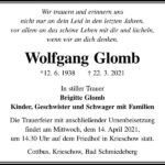 Traueranzeige Wolfgang Glomb
