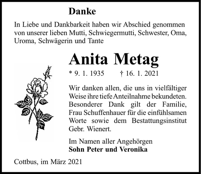 Danksagung Anita Metag