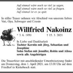 Traueranzeige Willfried Nakoinz