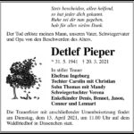 Traueranzeige Detlef Pieper