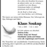 Traueranzeige Klaus Soukup