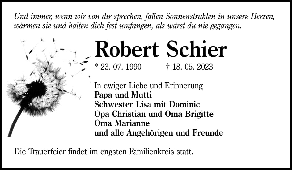 Traueranzeige Robert Schier