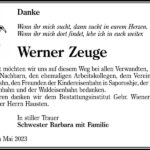 Danksagung Werner Zeuge