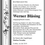 Danksagung Werner Bläsing